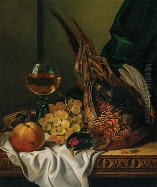 Still Life With Pheasant And Fruit Oil Painting by Edward Ladell