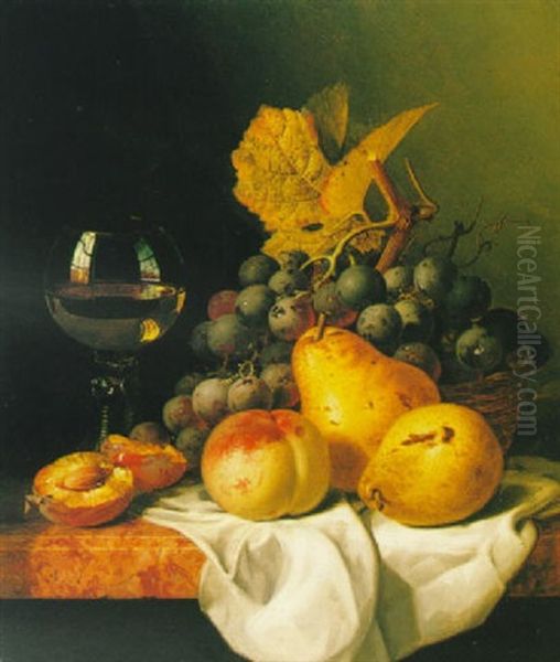 Still Life With Fruit And Goblet Oil Painting by Edward Ladell