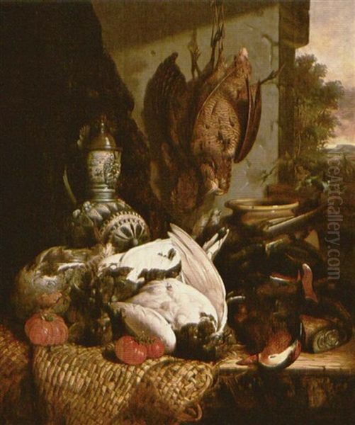 Still Life With Rhenish Westerwald Jug Oil Painting by Edward Ladell