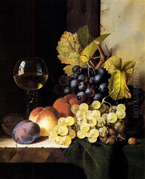 Fruit And Still Life Painted From Nature Oil Painting by Edward Ladell