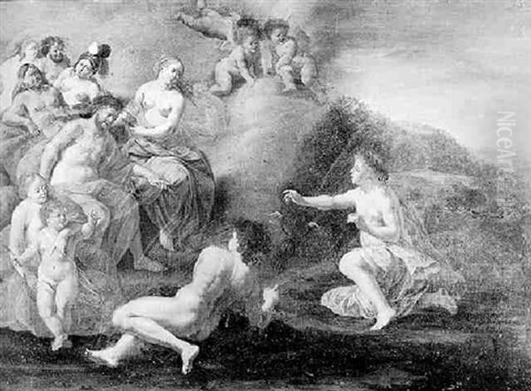 Thetis Before Jupiter And His Retinue Oil Painting by Reynier Van Der Laeck