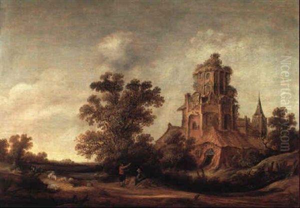 Dunenlandschaft Mit Einer Ruine by Reynier Van Der Laeck