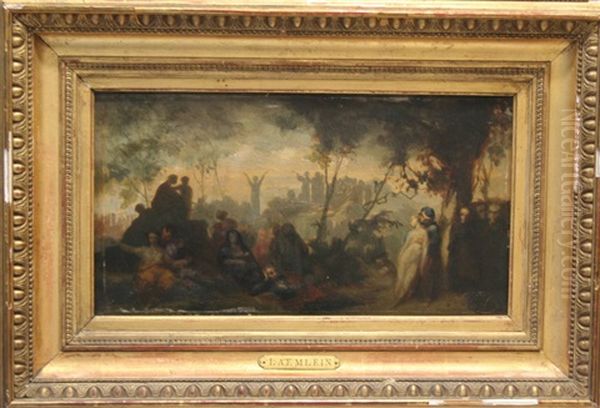 Scene De Theatre Oil Painting by Alexandre (Lammlein) Laemlein