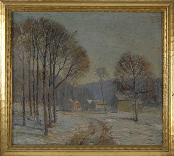 Rural Winter Scene Oil Painting by Alexander Theobald Van Laer