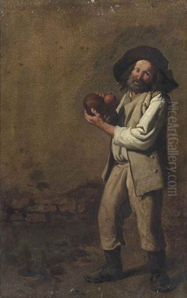 A Beggar Holding A Gourd Oil Painting by Pieter Jacobsz. van Laer