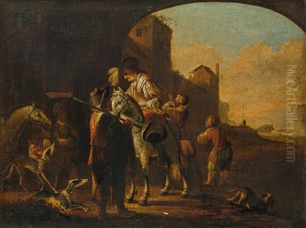 Return Form The Hunt Oil Painting by Pieter Jacobsz. van Laer