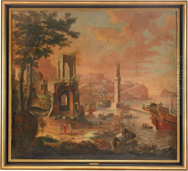 Hamnmotiv Oil Painting by Abraham Beerstraaten