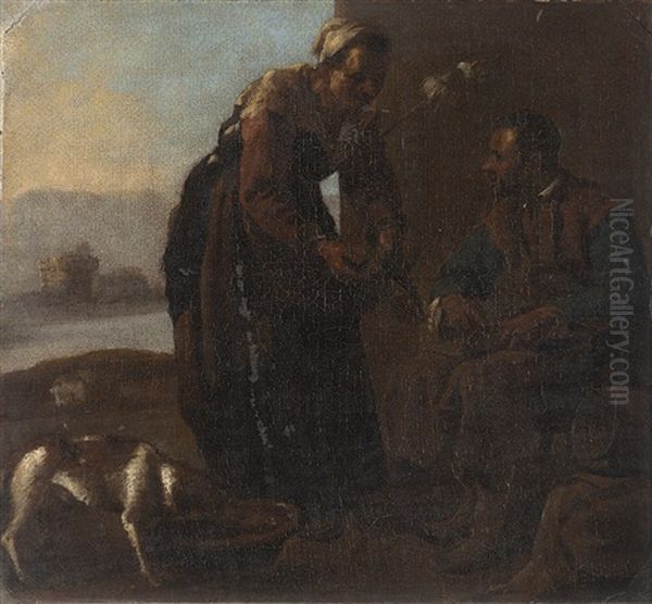 Scena Di Genere Con Contadini In Un Paesaggio by Pieter Jacobsz. van Laer