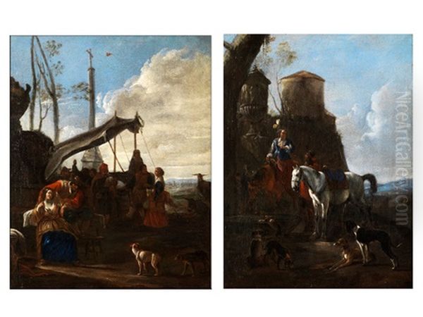 Gemaldepaar (pair) Oil Painting by Pieter Jacobsz. van Laer