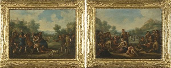 Scene Di Genere (2 Works) Oil Painting by Pieter Jacobsz. van Laer