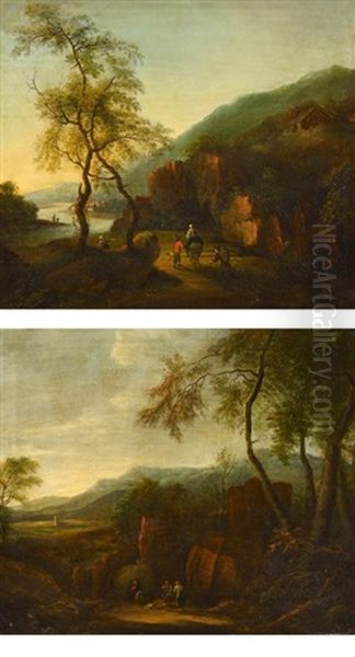 Italienische Landschaften (pair) Oil Painting by Pieter Jacobsz. van Laer