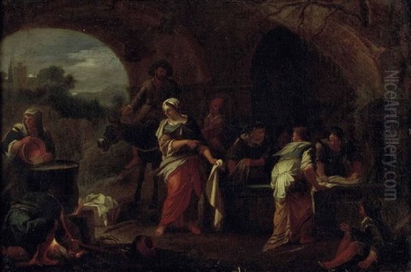 Die Wascherinnen Oil Painting by Pieter Jacobsz. van Laer