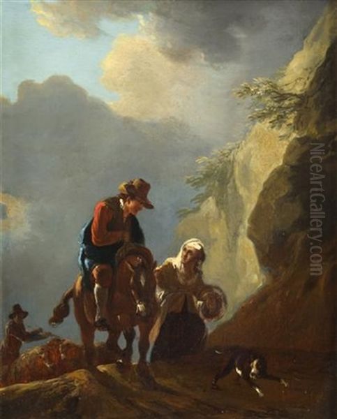 Horseman With Maiden On A Track Oil Painting by Pieter Jacobsz. van Laer