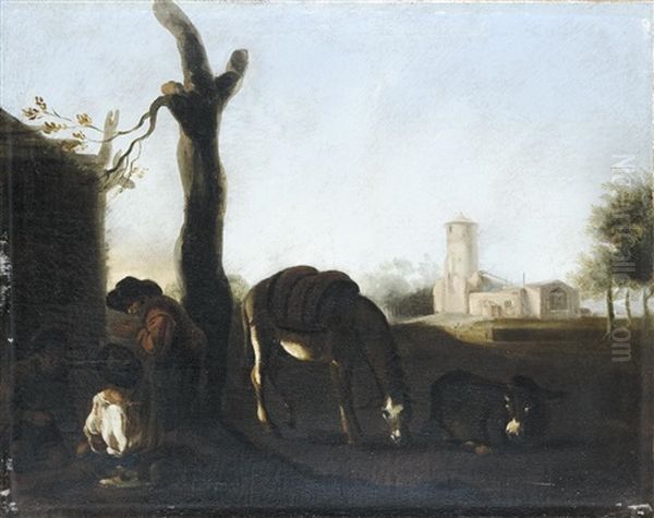 Esel Und Pferd Oil Painting by Pieter Jacobsz. van Laer