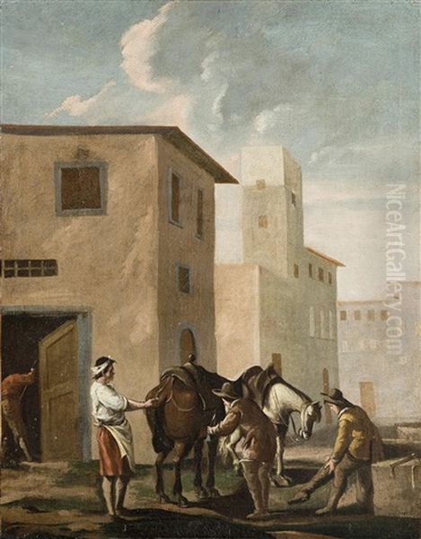 Rast Der Reisenden Oil Painting by Pieter Jacobsz. van Laer