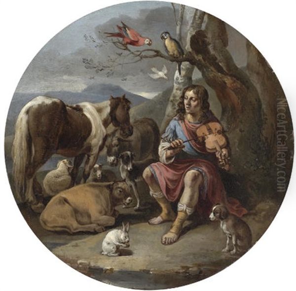 Orpheus Charming The Animals Oil Painting by Pieter Jacobsz. van Laer