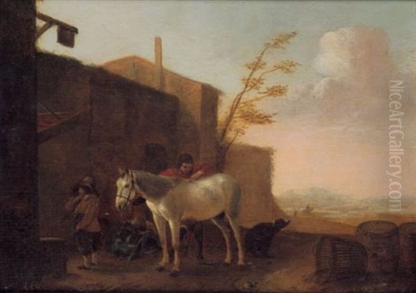 Rast Bei Dem Gasthaus Oil Painting by Pieter Jacobsz. van Laer