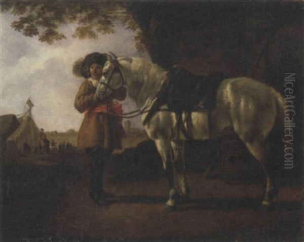 Cavaliere In Sosta Presso Un Accampamento Oil Painting by Pieter Jacobsz. van Laer