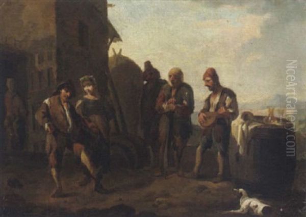 Contadini, Che Danzano Oil Painting by Pieter Jacobsz. van Laer