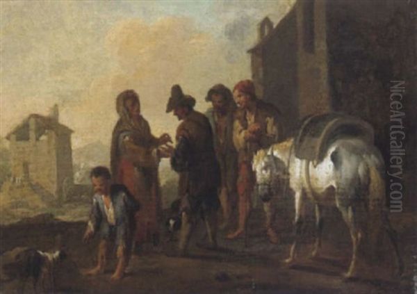 Contadini Con Una Indovina E Un Cavallo Oil Painting by Pieter Jacobsz. van Laer