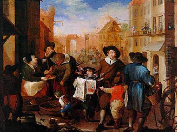 Scene De Rue A Rome Oil Painting by Pieter Jacobsz. van Laer