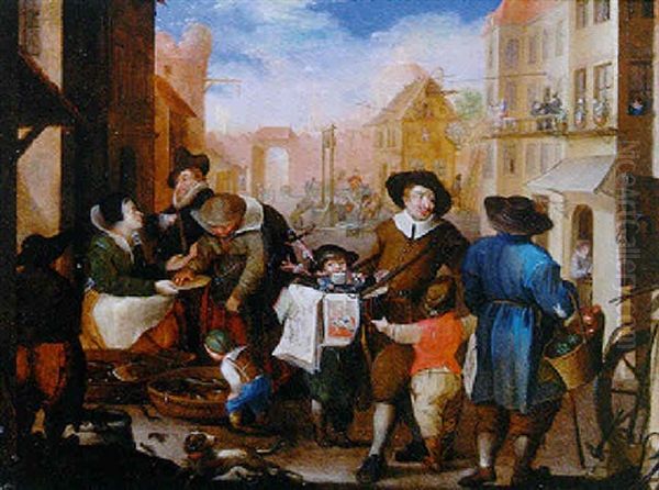 Scene De Rue A Rome Oil Painting by Pieter Jacobsz. van Laer