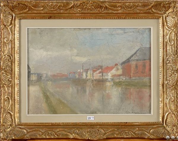 Le Canal A Molenbeek Oil Painting by Eugene Jules Joseph Laermans