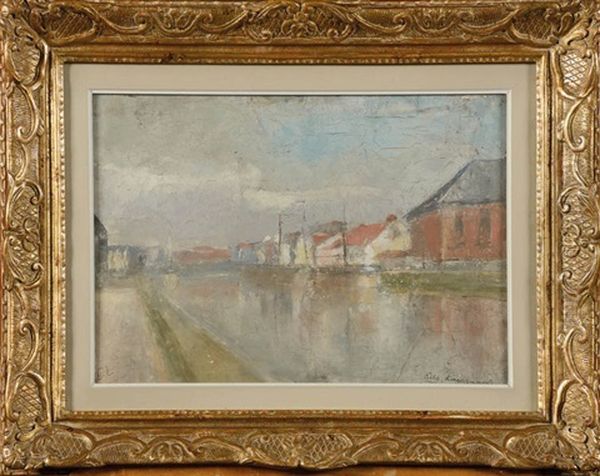 Le Canal A Molenbeek Oil Painting by Eugene Jules Joseph Laermans