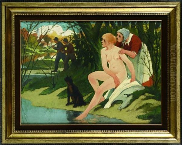 Suzanne Au Bain Oil Painting by Eugene Jules Joseph Laermans