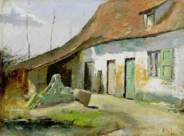 Hoeve Oil Painting by Eugene Jules Joseph Laermans