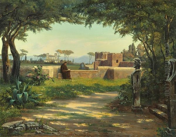 View From Rome With Villa Borghese Seen From Villa Medici Oil Painting by Thorald Laessoe