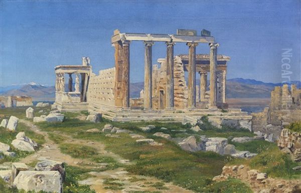 Der Erechtheion-tempel Auf Der Akropolis Oil Painting by Thorald Laessoe