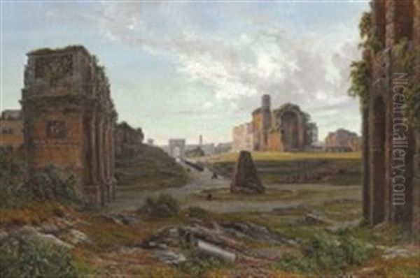 Forum Romanum And Meta Sudans Oil Painting by Thorald Laessoe