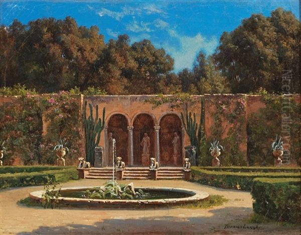 Orangerie Gardens At The Villa Borghese Oil Painting by Thorald Laessoe