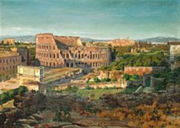 The Colosseum Seen From The Palatine Hill Oil Painting by Thorald Laessoe