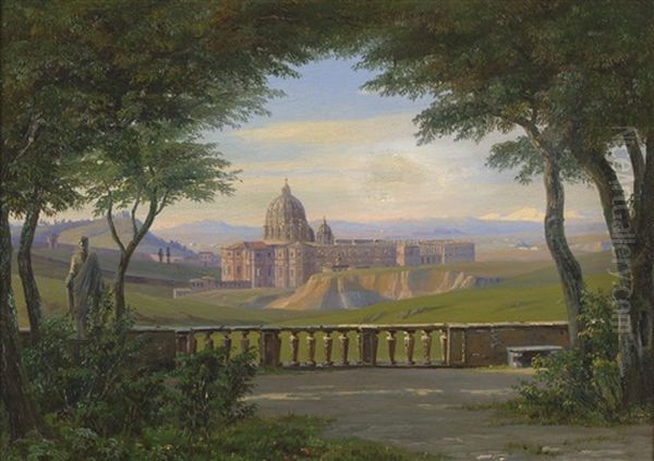 Blick Auf Sankt Peter Von Der Terrasse Der Villa Doria Pamphili Oil Painting by Thorald Laessoe