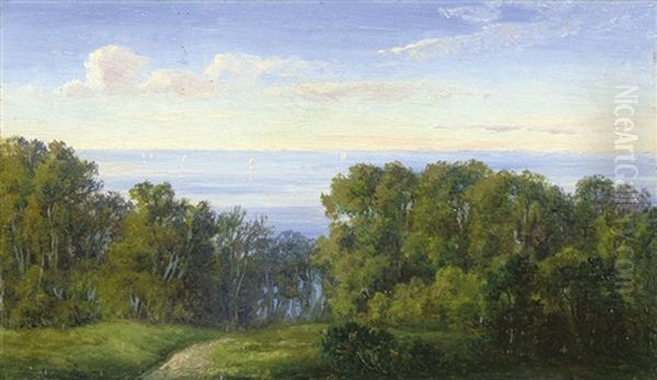 Ausblick Auf Eine Sommerliche Landschaft Am Meer Oil Painting by Thorald Laessoe