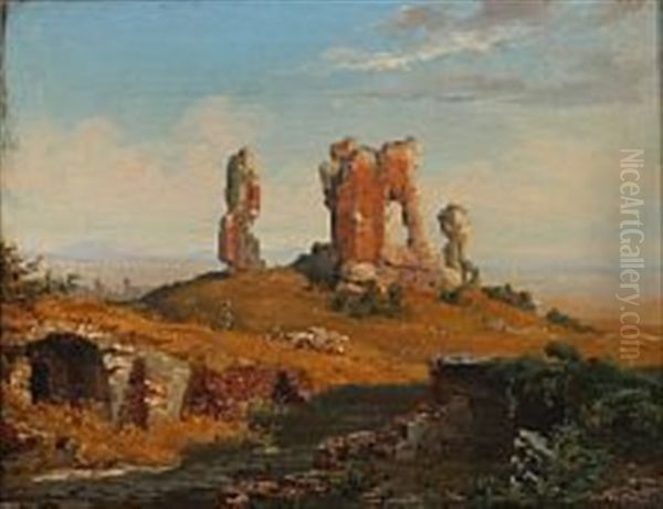 View Of The Roman Campagna Oil Painting by Thorald Laessoe