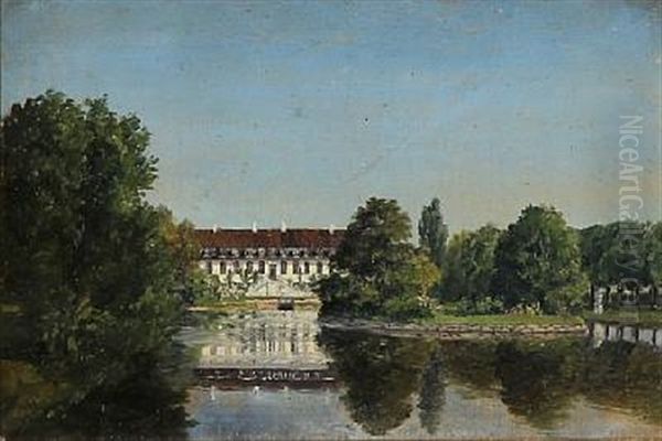 View Of Glorup Manor On The Danish Island Funen Oil Painting by Thorald Laessoe