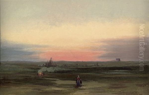 Sonnenuntergang In Der Romischen Campagna by Thorald Laessoe