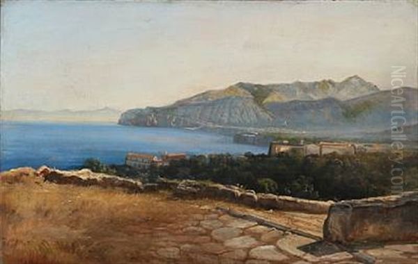 View From Sorrent Oil Painting by Thorald Laessoe