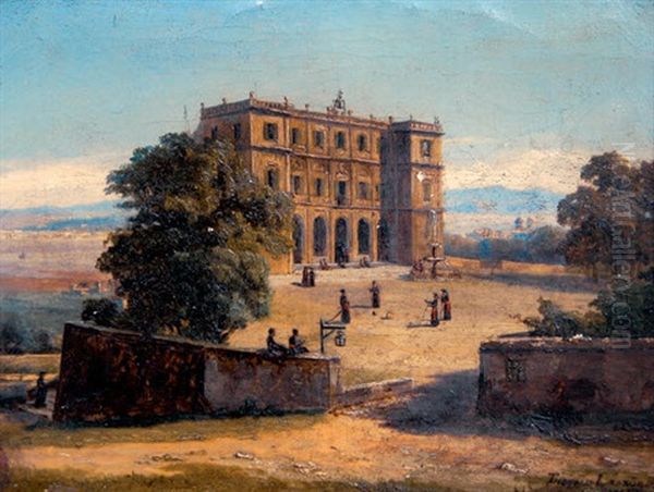 Romische Villa Mit Figurenstaffage Oil Painting by Thorald Laessoe