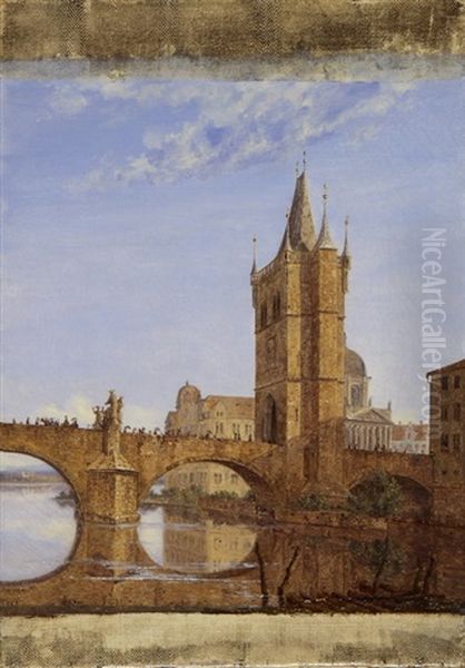 Die Karlsbrucke Und Der Altstadter Bruckenturm In Prag Oil Painting by Thorald Laessoe