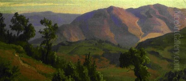 Paysage De Montagne, Probablement Vue De L'albanie Oil Painting by Thorald Laessoe