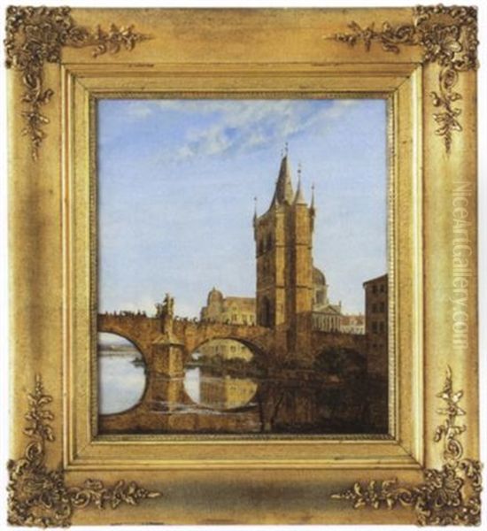 Die Karlsbrucke Und Der Altstadter Bruckenturm In Prag Oil Painting by Thorald Laessoe