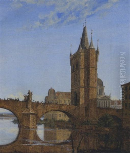 Prag - Blick Auf Die Karlsbrucke Und Den Altstadter Bruckenturm Oil Painting by Thorald Laessoe