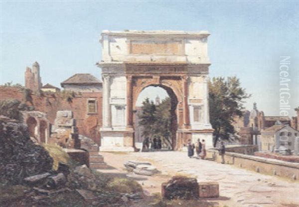 Ved Titusbuen I Roma Oil Painting by Thorald Laessoe