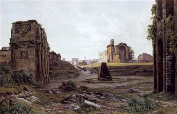 Parti Fra Forum Romanum. I Forgrunden Meta Sudans Oil Painting by Thorald Laessoe