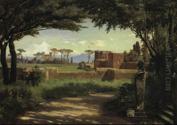 Parti Fra Parken Ved Villa Medici Betegner Villa Medici     Roma Oil Painting by Thorald Laessoe