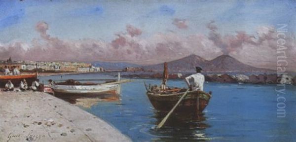 Blick Auf Die Bucht Von Neapel Oil Painting by Giuseppe Laezza